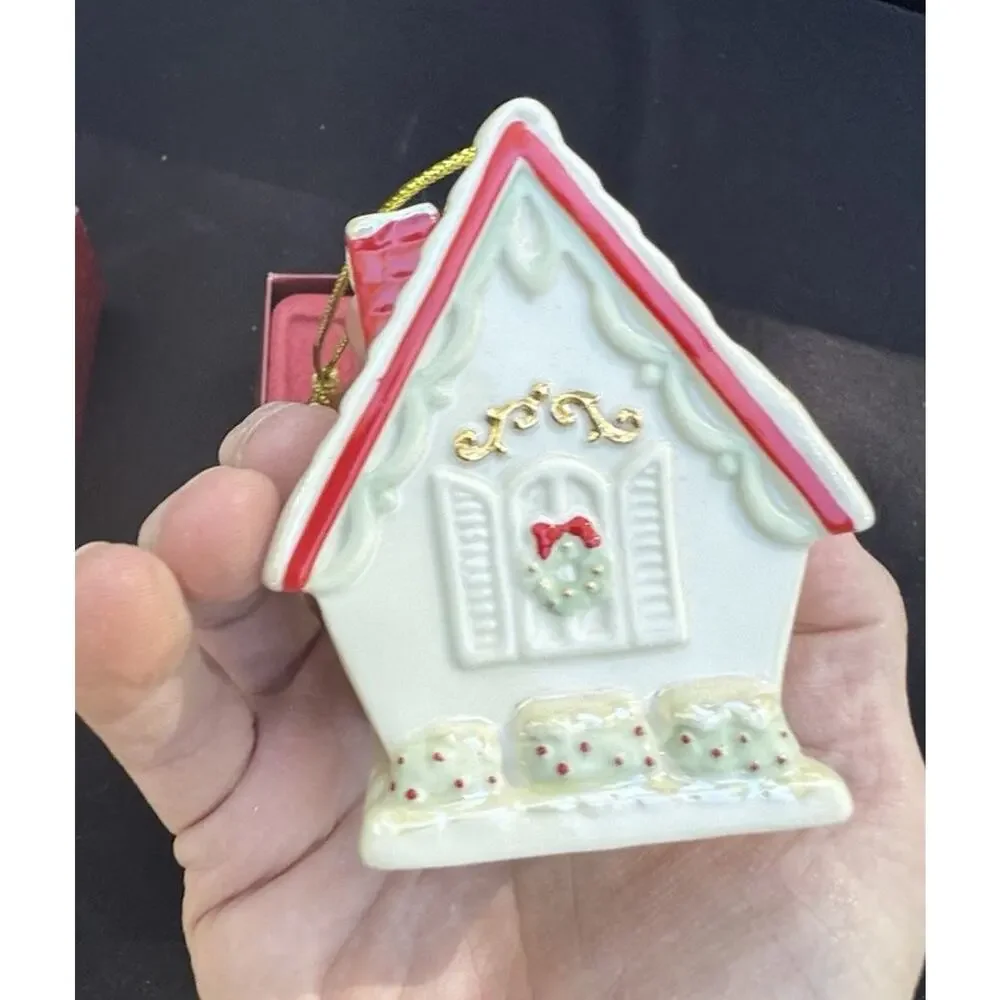Lenox Annual Christmas Ornament- Bless Our Home Bird house with RedCardinal -C18